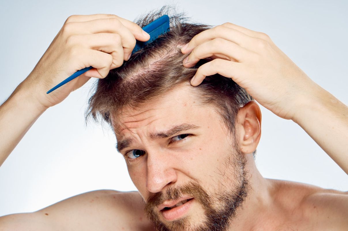 Man with beard on white isolat