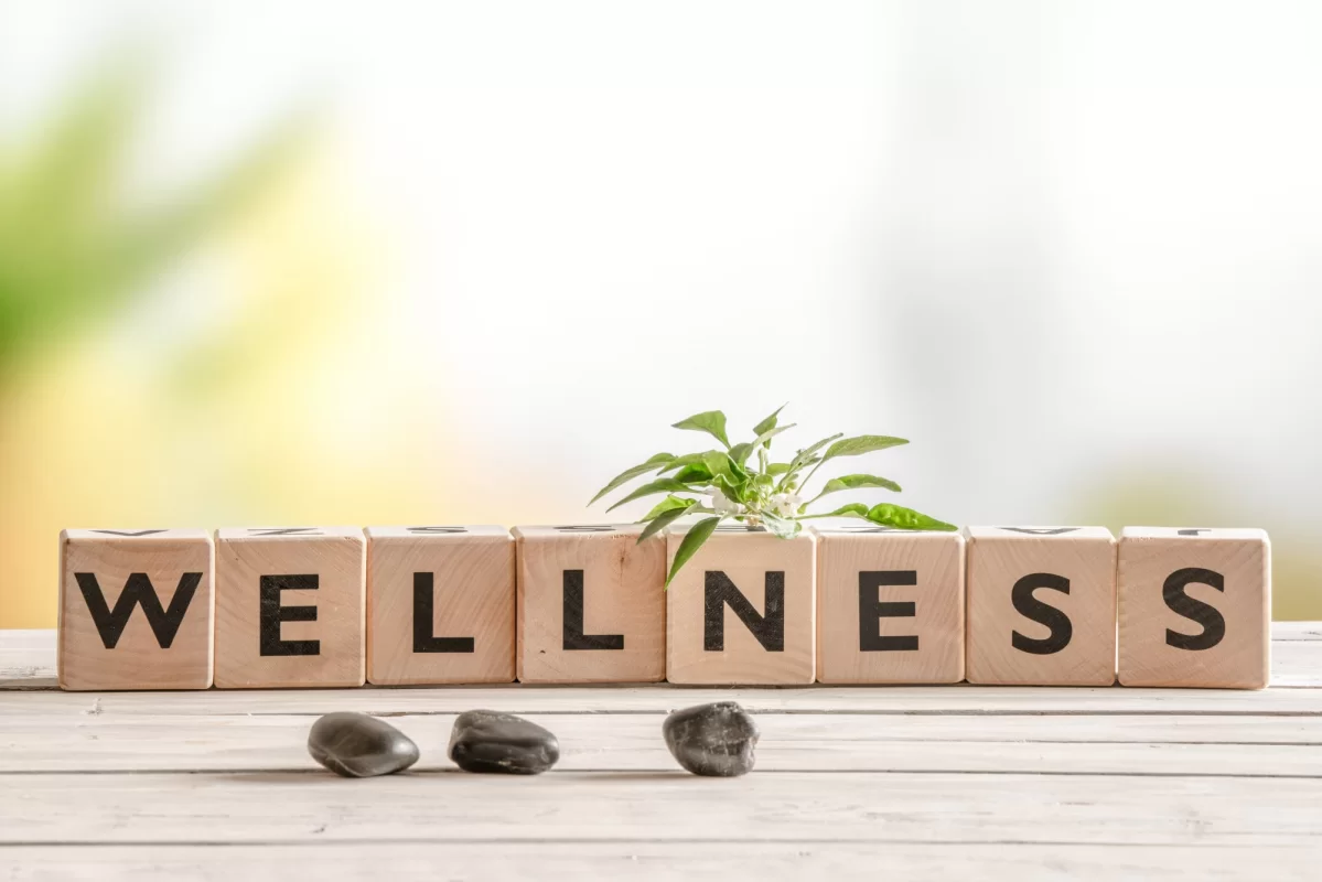 Wellness Trends spelled with wood blocks